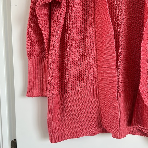 Torrid - Waffle Knit Open Front Sweater Coral - Picture 7 of 11